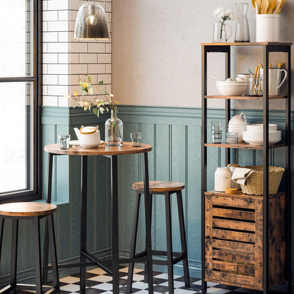 VASAGLE Taburete de Bar, Juego de 2, con Estructura de Metal | Sillas de Cocina con Reposapiés, Fácil Montaje, para Salón, Comedor, Marrón Rústico y Negro, Colección BARNET MLBC32X