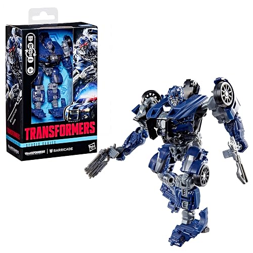 Transformers Studio Series Barricade Deluxe Último Caballero | Figura de acción de conversión de 4.5 pulgadas, juguetes de robot, a partir de 8 años