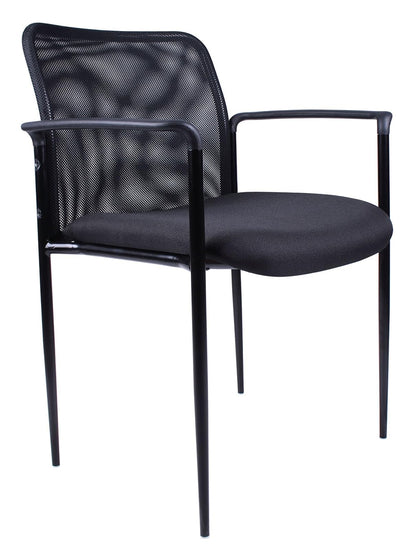 Boss B6909-BK Mesh Back and Crepe Seat Stacking with Arm 1 Unit Guest Chair, Black