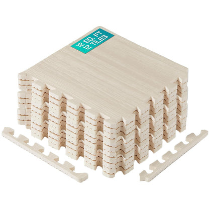 Yes4All Tapete de Ejercicio EVA para Gimnasio en Casa - Madera de Nogal Clara - 12 pies cuadrados - 12 piezas