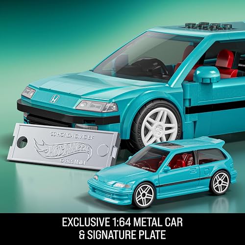 Mattel Brick Shop Hot Wheels Juguete de Construcción Speed Honda 2 con Piezas Metálicas y Auto Diecast, para Niños de 10 Años en Adelante