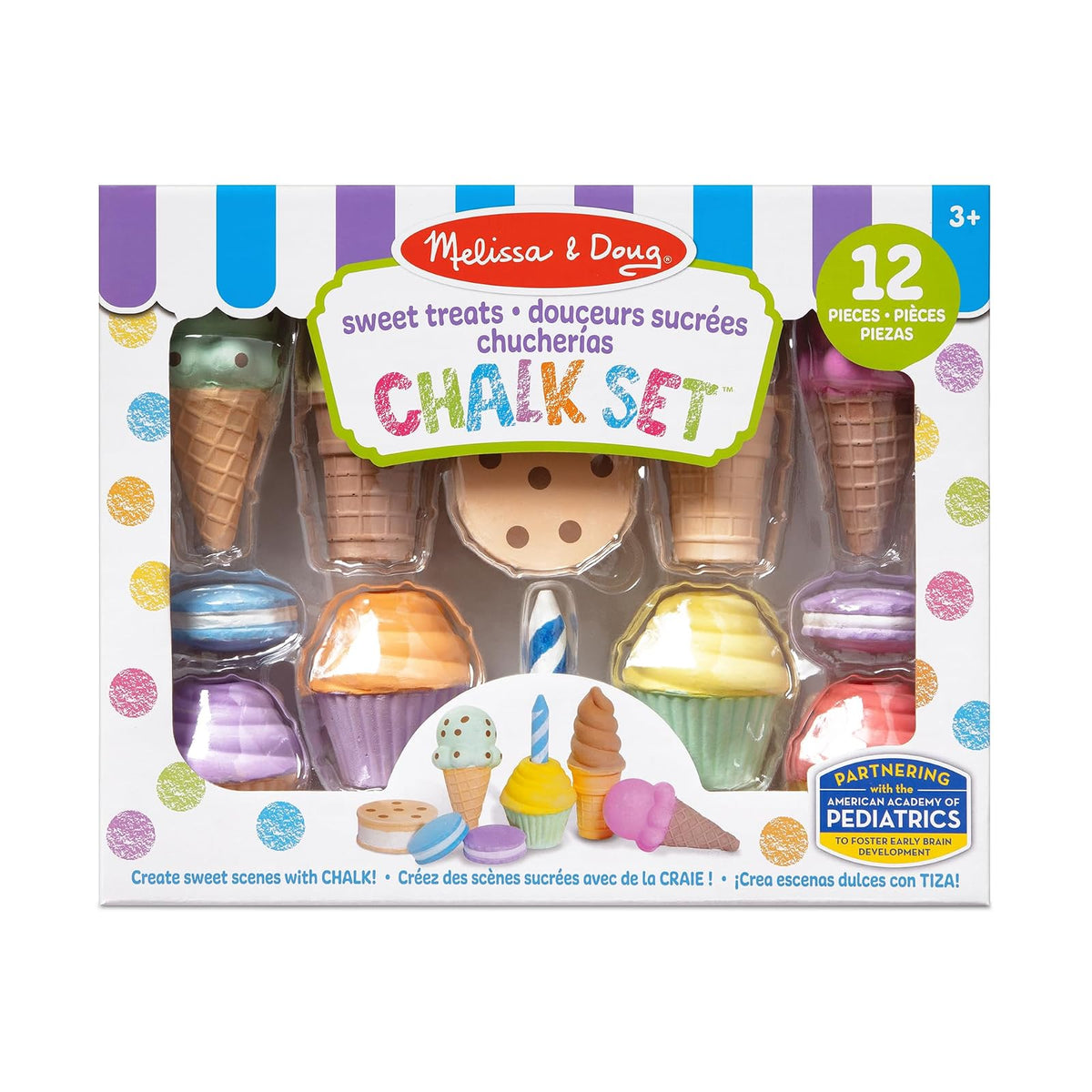 Melissa & Doug - Juego de tizas para helados y pasteles, artes y manualidades para niños, gis para acera para niños a partir de 3 años
