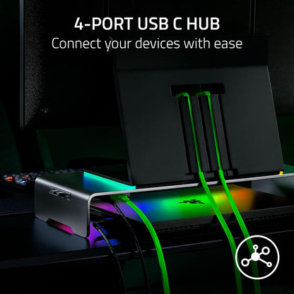 Razer Monitor Stand Chroma | Altura ergonómica, aluminio duradero soporta hasta 20 kg, organizar estante de almacenamiento, Chroma RGB