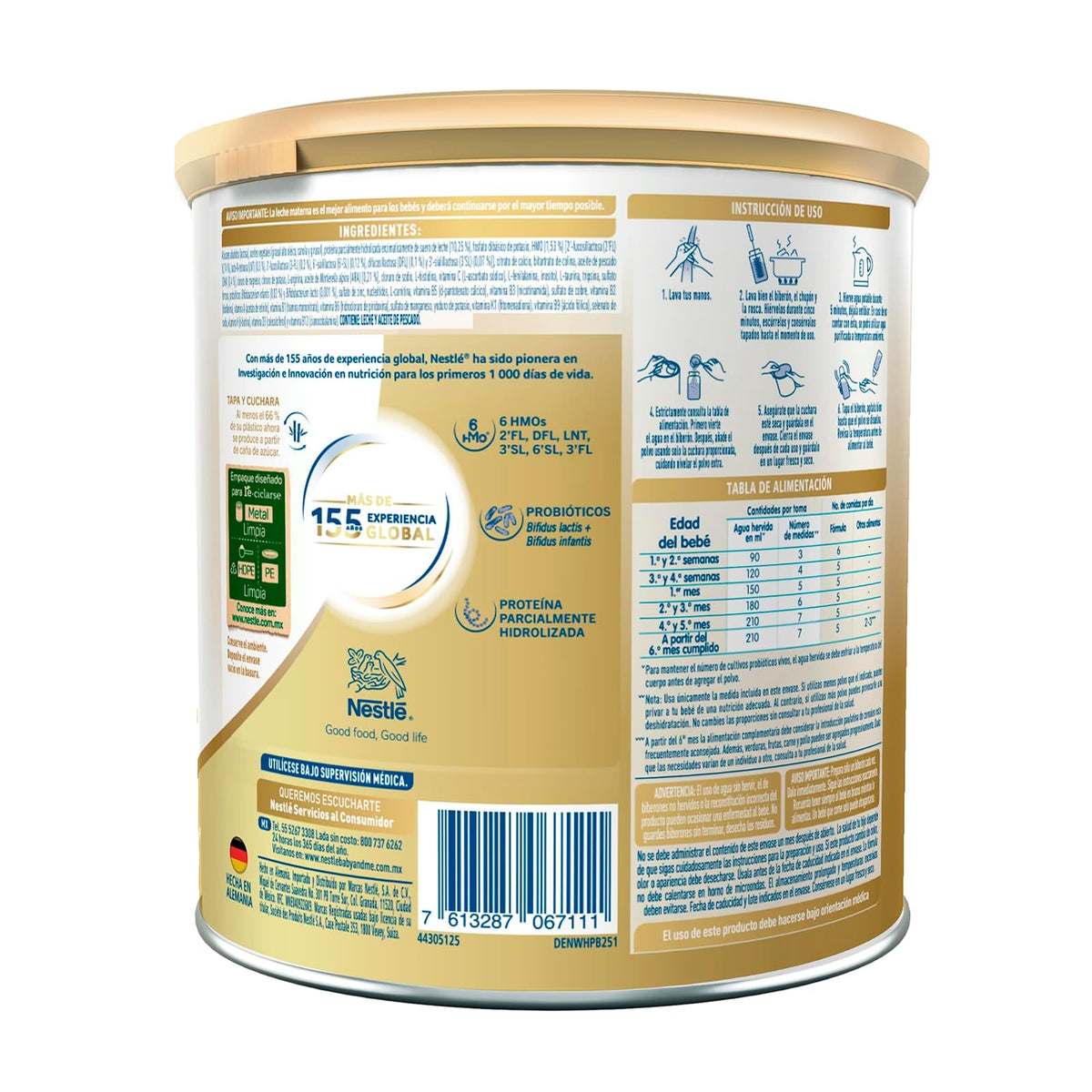 NAN 1 Supreme Pro Fórmula Para Lactantes Con Hierro 0-6 Meses Lata 800 g