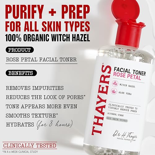 Thayers Tonificador sin alcohol con pétalos de rosa, hamamelis y aloe vera, 355 ml
