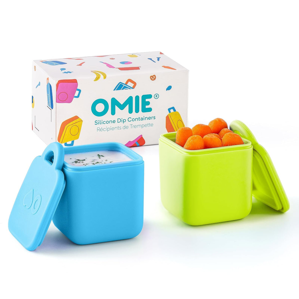 OmieBox Contenedores de Silicona para Almuerzo, sin BPA - 4 Ounces - Azul - Lima