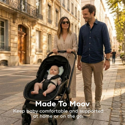 Babymoov Lovenest Soporte de Cabeza para Bebé, Apoyo Infantil Suave para Tiempo Despierto Supervisado, Carriola y Mecedora, Tela Transpirable y Ligera, Sage