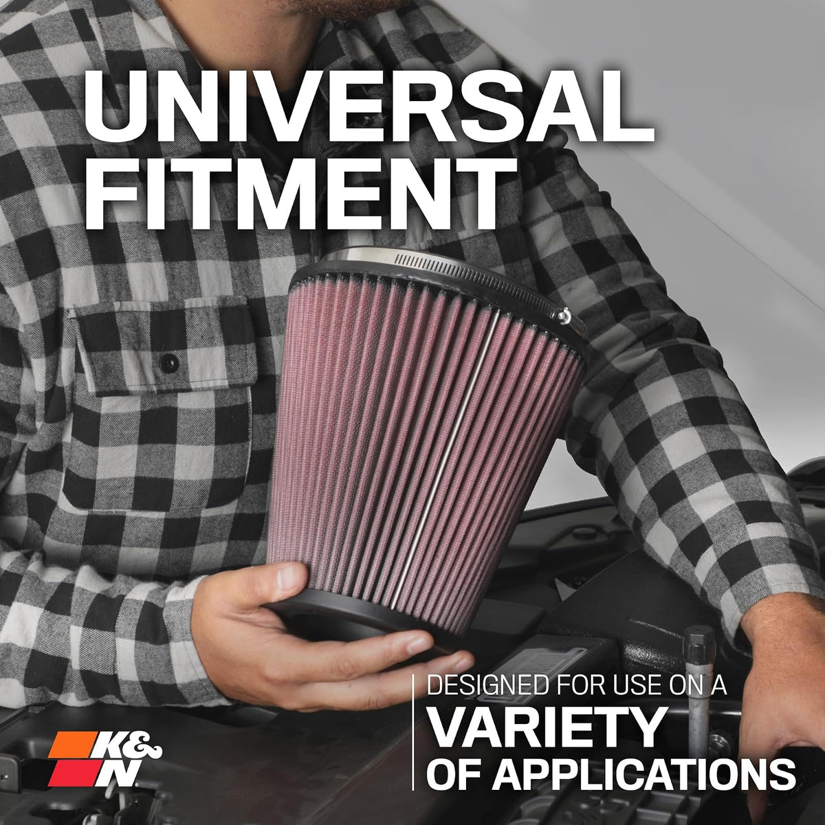 K&N Filtro de Aire Universal Flujo Original Rendimiento Premium Lavable Diámetro Brida 5 Pulgadas Altura 9 Pulgadas Rojo RU-3020