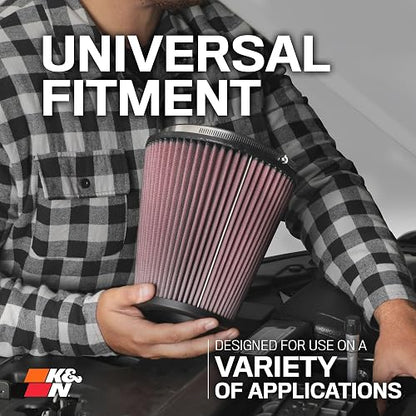 K&N RU-3130 Filtro de Aire Universal Lavable, Rojo, Brida 3.5 Pulgadas
