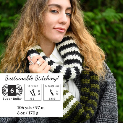 Lion Brand Yarn Wool-Ease T&Q - Hilo voluminoso para ganchillo, oliva, 1 paquete