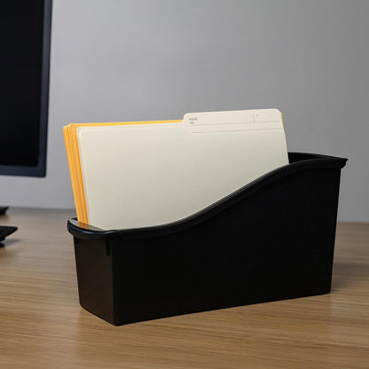 Storex 70109E06C) - Contenedor grande para libros, organizador de plástico entrelazado para el hogar, la oficina y el aula, color negro (Paquete de 6)
