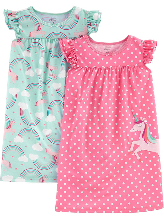 Simple Joys by Carter's - Camisones para niñas y niños pequeños, Paquete de 2