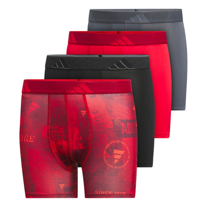 adidas - Calzoncillos tipo calzones de microfibra para jóvenes (multipaquete) para niños - Mezcla mejorada de rubí puro rojo brillante - negro - rojo rubí puro - microfibra - gráfico - M