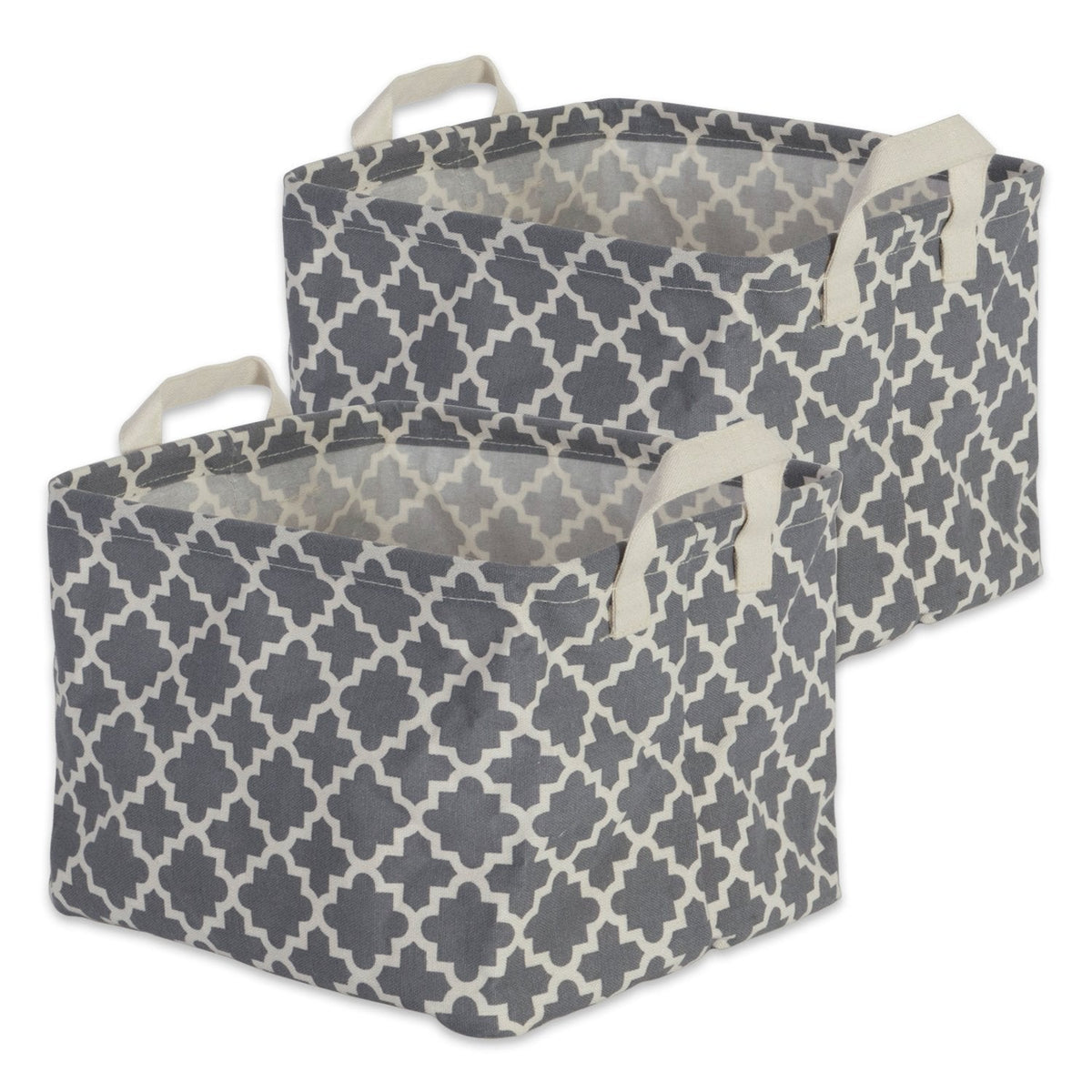 DII Canastilla de algodón/poliéster para la Ropa Sucia, Set de 2, Gris (Grey Lattice), Small Bins, 1, 1 - Small Bins - Gris (Grey Lattice)