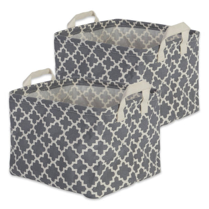 DII Canastilla de algodón/poliéster para la Ropa Sucia, Set de 2, Gris (Grey Lattice), Small Bins, 1, 1 - Small Bins - Gris (Grey Lattice)
