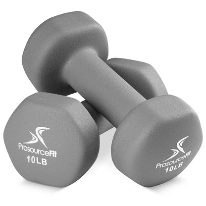 ProSourceFit Set de 2 Mancuernas de Neopreno, 1-12 lb - ProSource Discounts Yellow-2lb - Gris