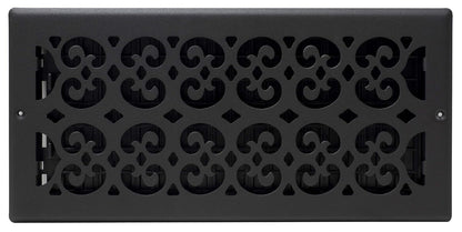 Decor Grates ST614W - Registro de pared y techo con diseño de pergamino, 6 x 14 pulgadas, color negro texturizado