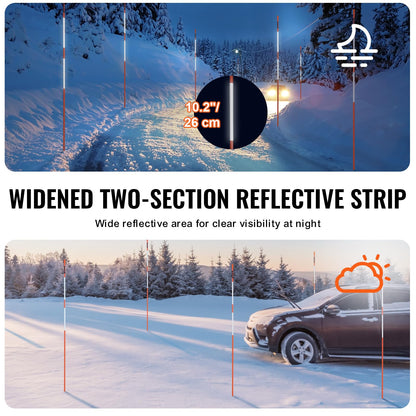 VEVOR Marcadores de Entrada 100 PCS Estacas de Nieve Naranja Fibra de Vidrio 0,78x121,5 cm Instalación de Tira Reflectante de Alta Visibilidad Broca de Acero 30 cm Protectores para Estacionamientos