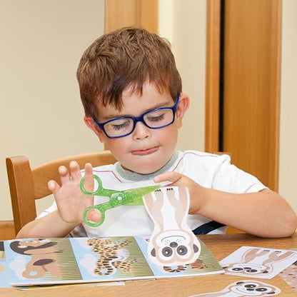 Melissa & Doug Safari Scissor Skills Activity Pad with Child-Safe Scissors – 20 Pages