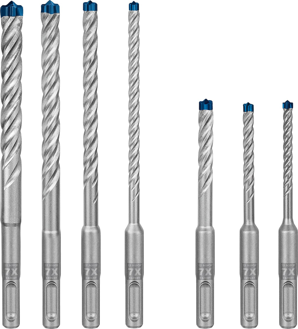 Bosch Juego de Brocas EXPERT SDSPlus7X 7und | Para piedra blanda, piedra dura, Ø 5,00, 6,00, 8,00, 6,00, 8,00, 10,00, 12,00 mm, accesorio profesional martillo giratorio