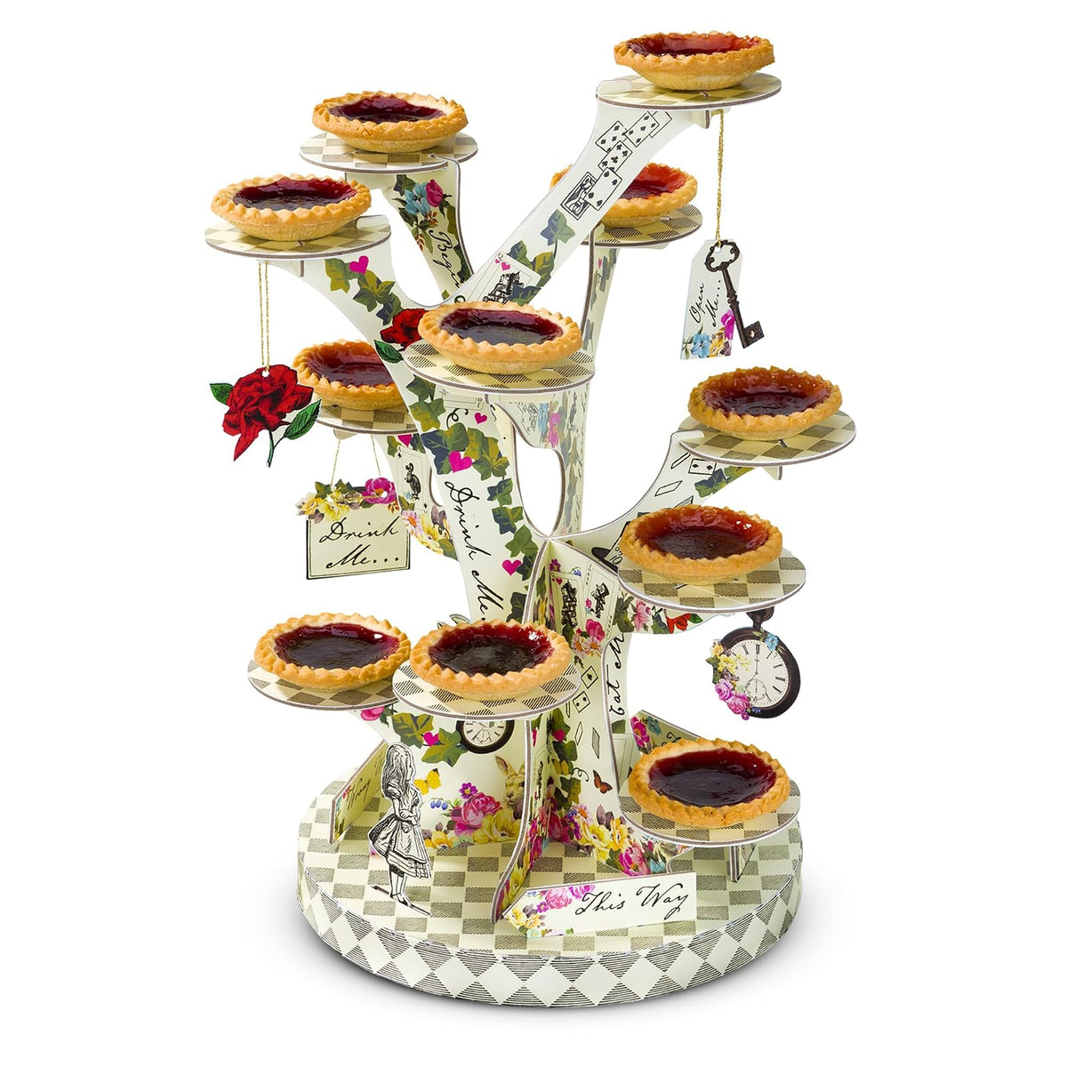Talking Tables - Soporte para Cupcakes de Alicia en el país de Las Maravillas, Centro de Mesa Decorativo para Fiesta del Sombrerero Loco, cumpleaños, té Vespertino, Baby Shower, Colores Mixtos