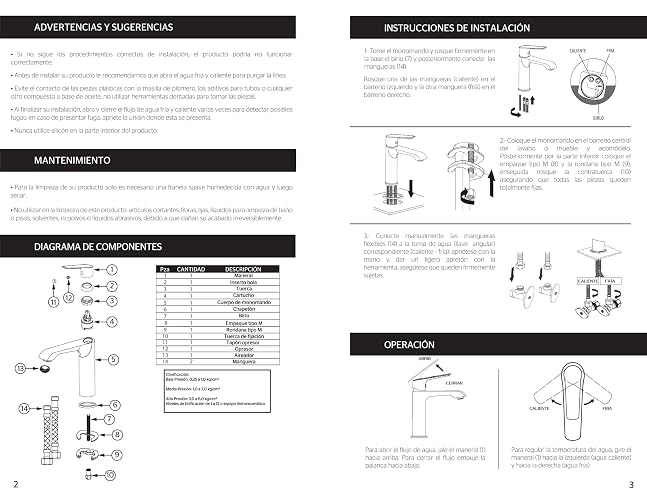 URREA 100CL Monomando Corto para Lavabo, Acabado Cromo