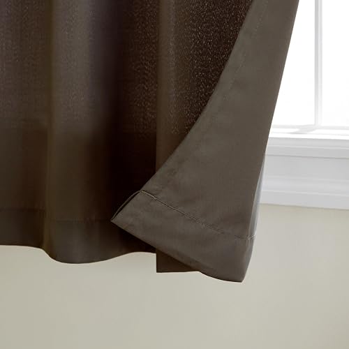 Exclusive Home Indoor/Outdoor Solid Cabana Grommet Top Curtain Panel Pair, Chocolate, 54x96, 2 Piece