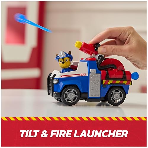 Paw Patrol Rescate de Chase - Camión de Bomberos con Figura, Lanzador de proyectiles y vehículo de Juguete, Edades a Partir de 3 años