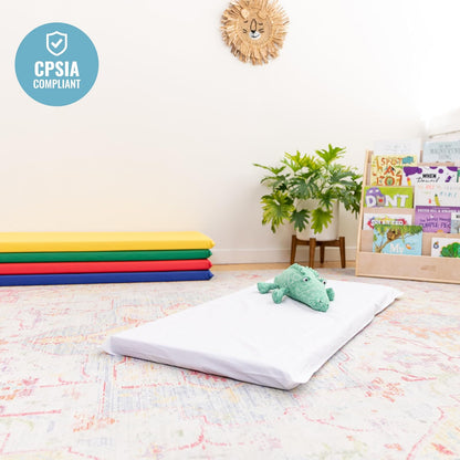 ECR4Kids - Sábana Bajera de algodón Lavable a máquina para niños pequeños en guarderías, aulas, preescolares, sábanas sanitarias, 122 x 60 cm, Color Blanco (10 Unidades)