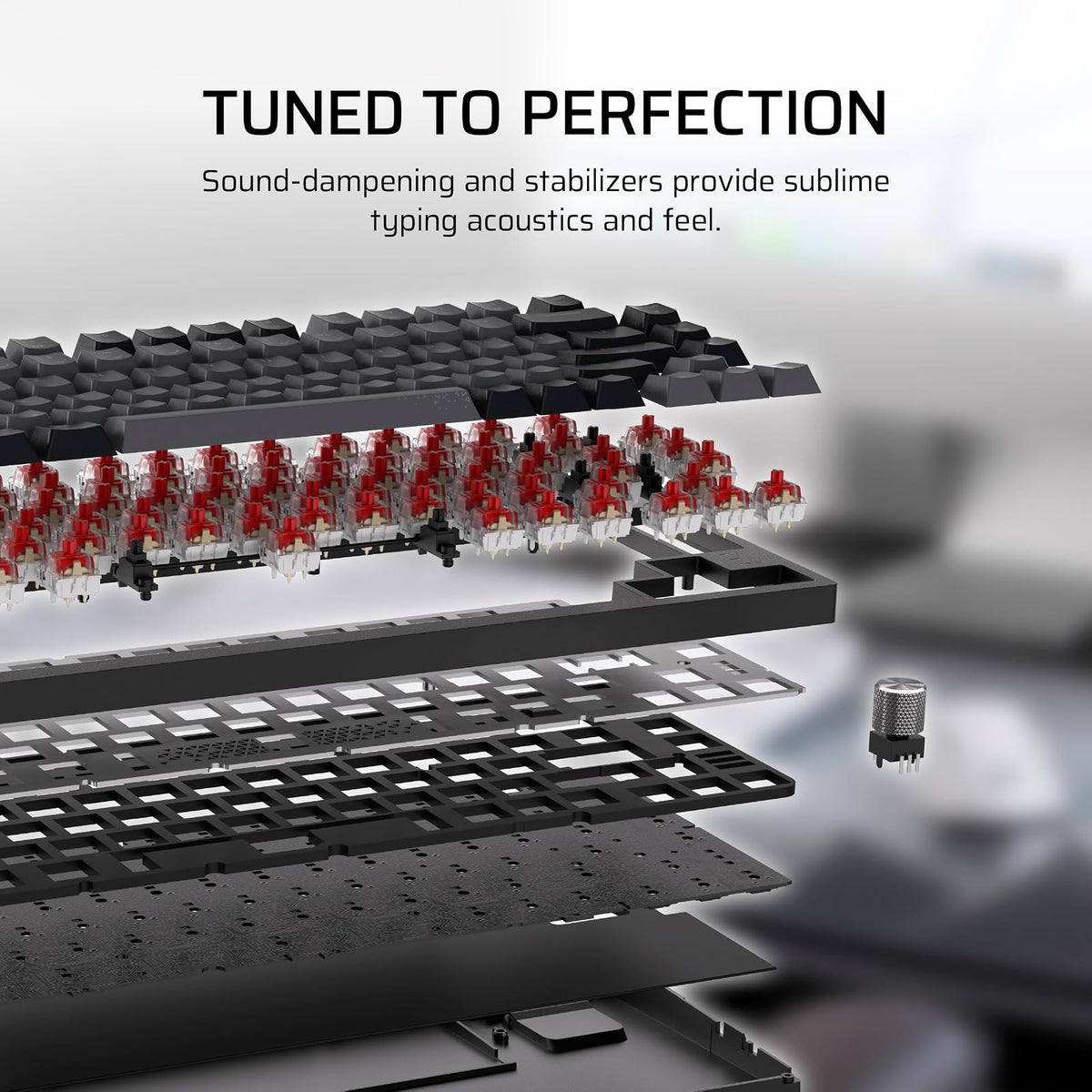 Corsair K65 Plus Teclado mecánico inalámbrico 75% RGB intercambiable en caliente para Mac y iPad – Interruptores lineales MLX Red v2 prelubricados, amortiguamiento de sonido – Diseño QWERTY NA, blanco