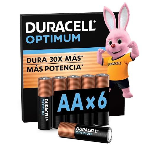 Pilas Alcalinas AA Duracell Optimum, Baterías de Alto Rendimiento 1.5V, Paquete de 6 Pilas