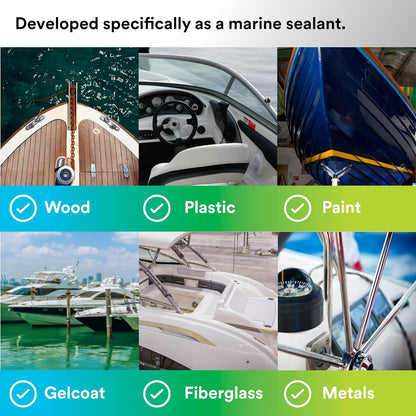 3M Marina calcomanía/sellador, 3004.7819, Blanco | Sellador adhesivo para embarcaciones y vehículos recreativos, seguro bajo el agua y flexible, se envía con boquilla