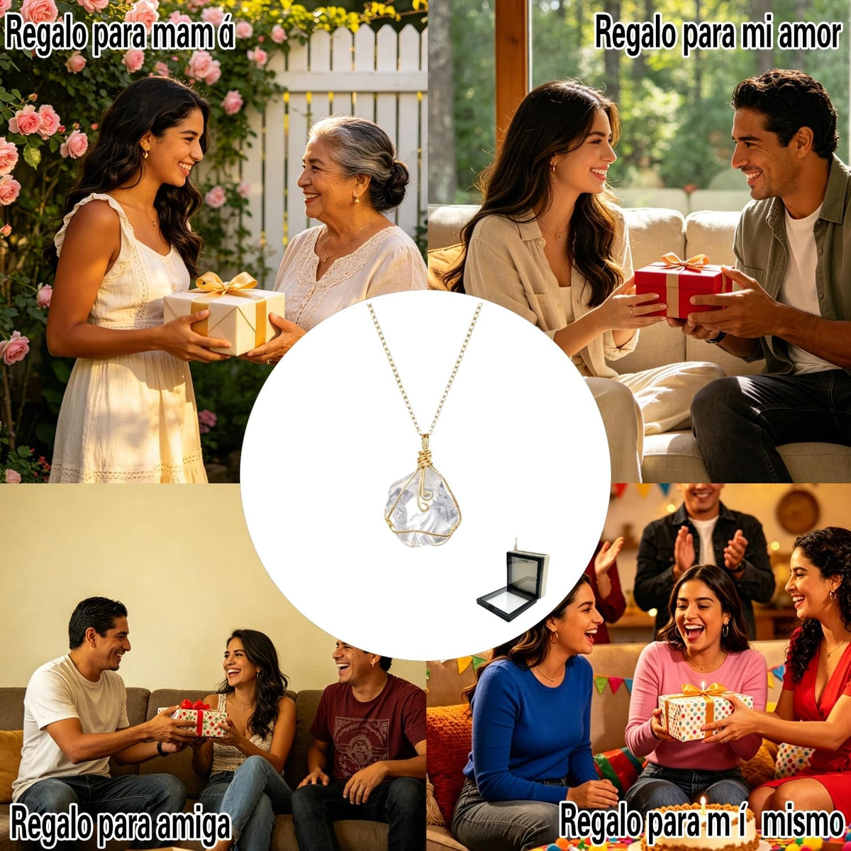 XYPHIELLE Collar de Cuarzo Blanco Natural para Mujer, Dije de Piedra de la Pureza Envuelto en Alambre, Joyería Minimalista y Clara, Regalo de Armonía