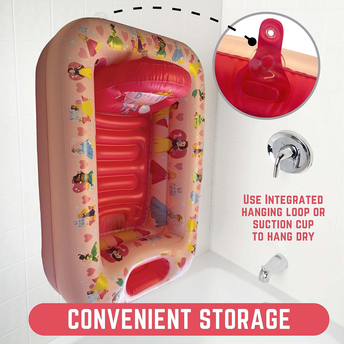 Disney Princess Loving Life Tina Inflable | Princesas Disney, superficie acolchada, visualización temperatura, bolsillos almacenamiento, ideal viaje