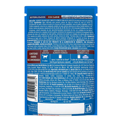 Purina Cat Chow Adulto Esterilizado Todos los Tamaños Sabor Carne 24pack de 85g
