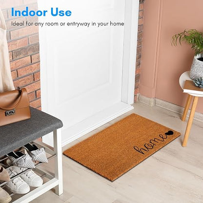 Plus Haven - Tapete de Coco para Puerta de Entrada para el hogar, 17.5 x 30 Pulgadas, Felpudo Resistente para Uso en Interiores y Exteriores, Duradero y ecológico