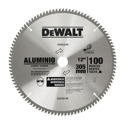 DEWALT Disco Sierra Circular para Aluminio 12" (300mm), 100D, DWA03240 | Disco de Sierra Circular para Aluminio 12" (300mm), 100 Dientes