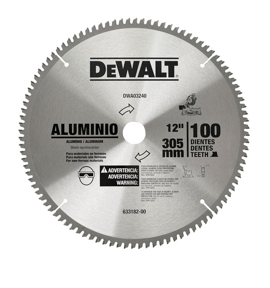 DEWALT Disco Sierra Circular para Aluminio 12" (300mm), 100D, DWA03240 | Disco de Sierra Circular para Aluminio 12" (300mm), 100 Dientes