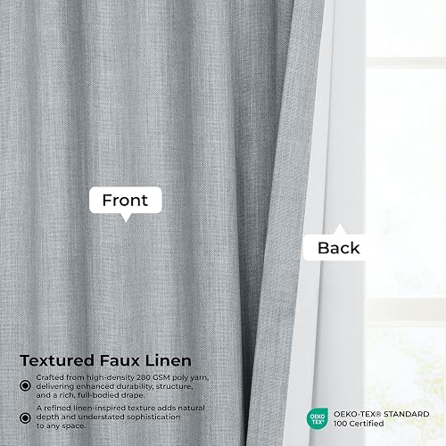 HPD Half Price Drapes Cortinas de Lino sintético con Textura para oscurecer la habitación para recámara, 96 Pulgadas de Largo (1 Panel), Cortinas de 50 Pulgadas de Ancho x 96 de Largo para decoración