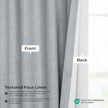 HPD Half Price Drapes Cortinas de Lino sintético con Textura para oscurecer la habitación para recámara, 96 Pulgadas de Largo (1 Panel), Cortinas de 50 Pulgadas de Ancho x 96 de Largo para decoración