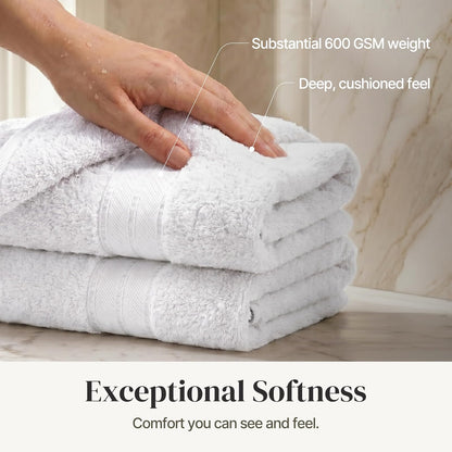 Modern Threads - Juego de Toallas de 6 Piezas 100% algodón Peinado, Toallas de baño, Toallas de Mano y paños de baño, súper absorbentes y de Secado rápido, 600 g/m², Suave y Afelpada, Color Blanco