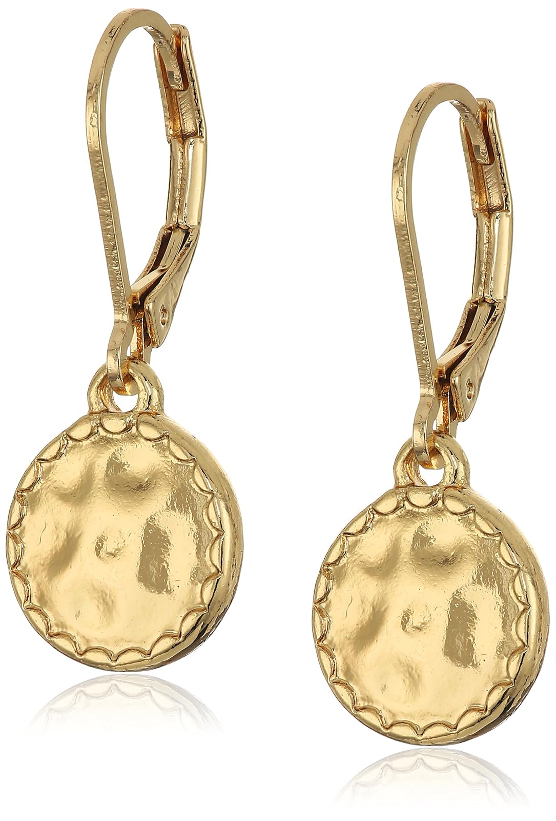 Napier Classics Arete de Gota Disco Metal Martillado Dorado