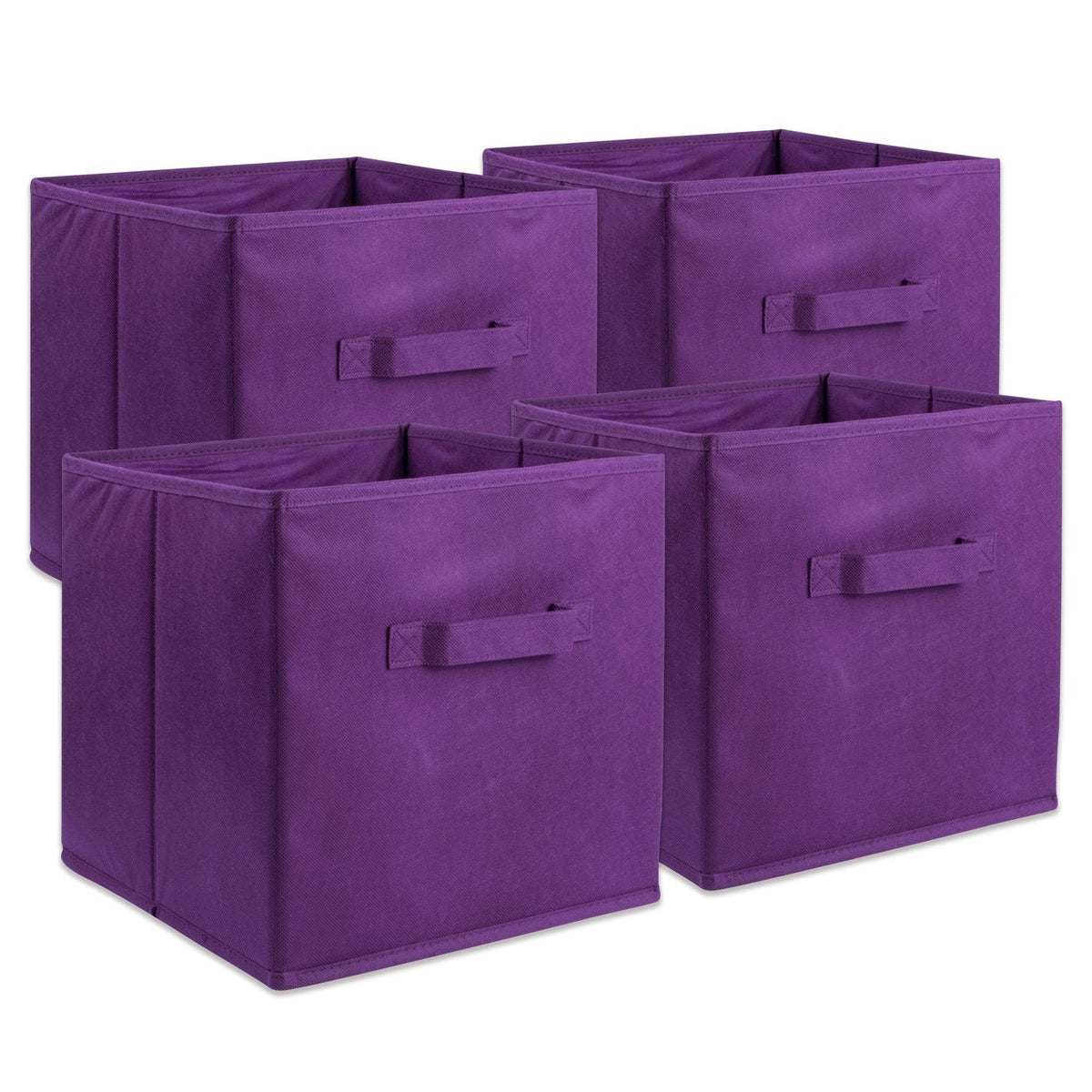 Dii - Cubo De Almacenamiento Sólido De Poliéster No Tejido, Pequeño (4), Color Berenjena - Púrpura# - Small Set of 4, 11x11x11"