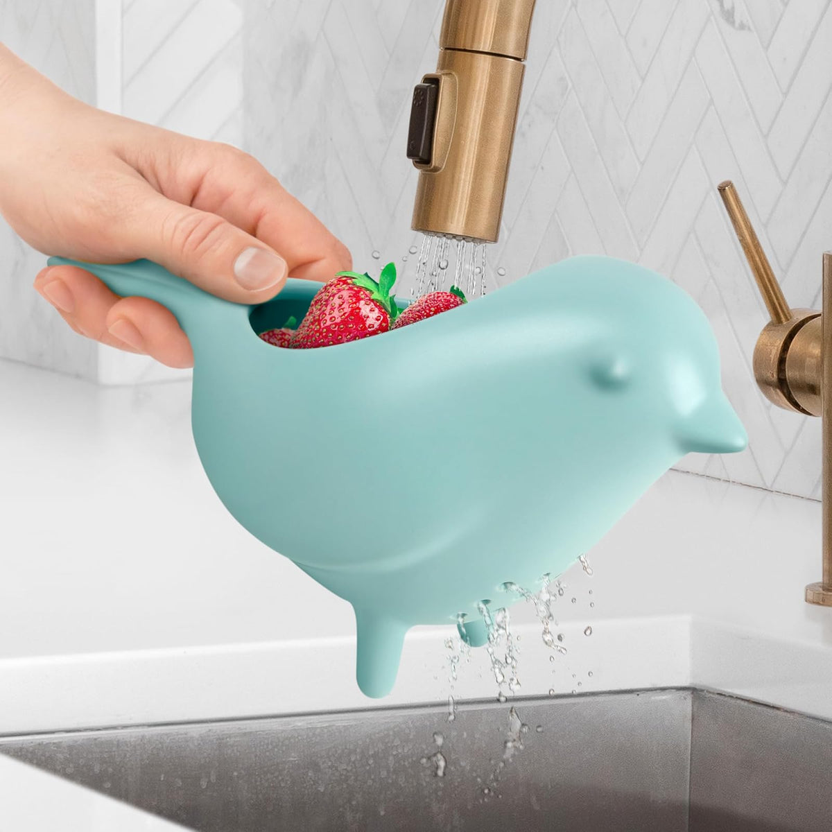 Colador de cerámica de Fred BLUE BIRD, encantador, diseño único, colador de bayas, divertido accesorio de cocina