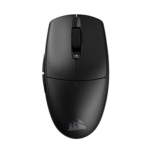Corsair M55 Wireless Ratón Ligero para Juegos FPS – 2.4GHz & Bluetooth – 24,000 PPP – Batería de Larga Duración – Seis Botones Programables – Empuñaduras Laterales Texturizadas – Negro
