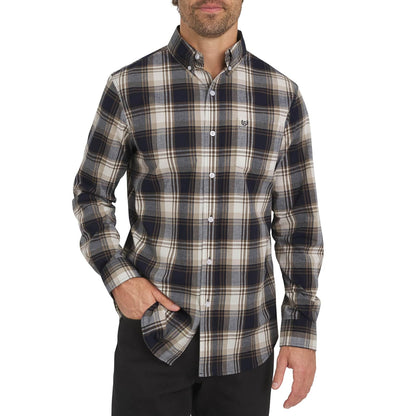 Chaps Camisa Casual de Popelina para Hombre, Manga Larga - G - Castaño