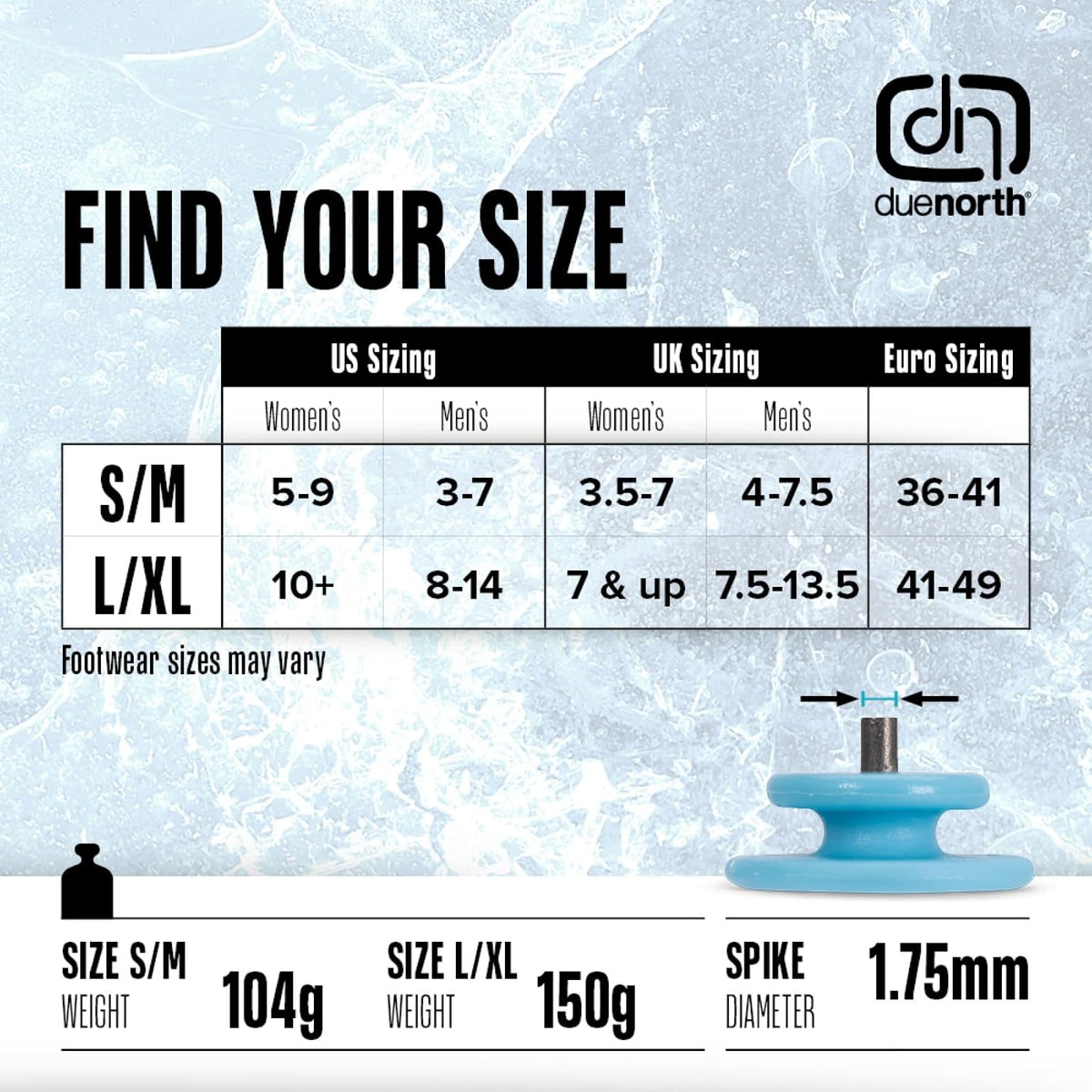 Due North Everyday G3 - Tacos de Hielo para Zapatos y Botas, Puntas de tracción para Hombres y Mujeres para Mejorar el Agarre en la Nieve y el Hielo