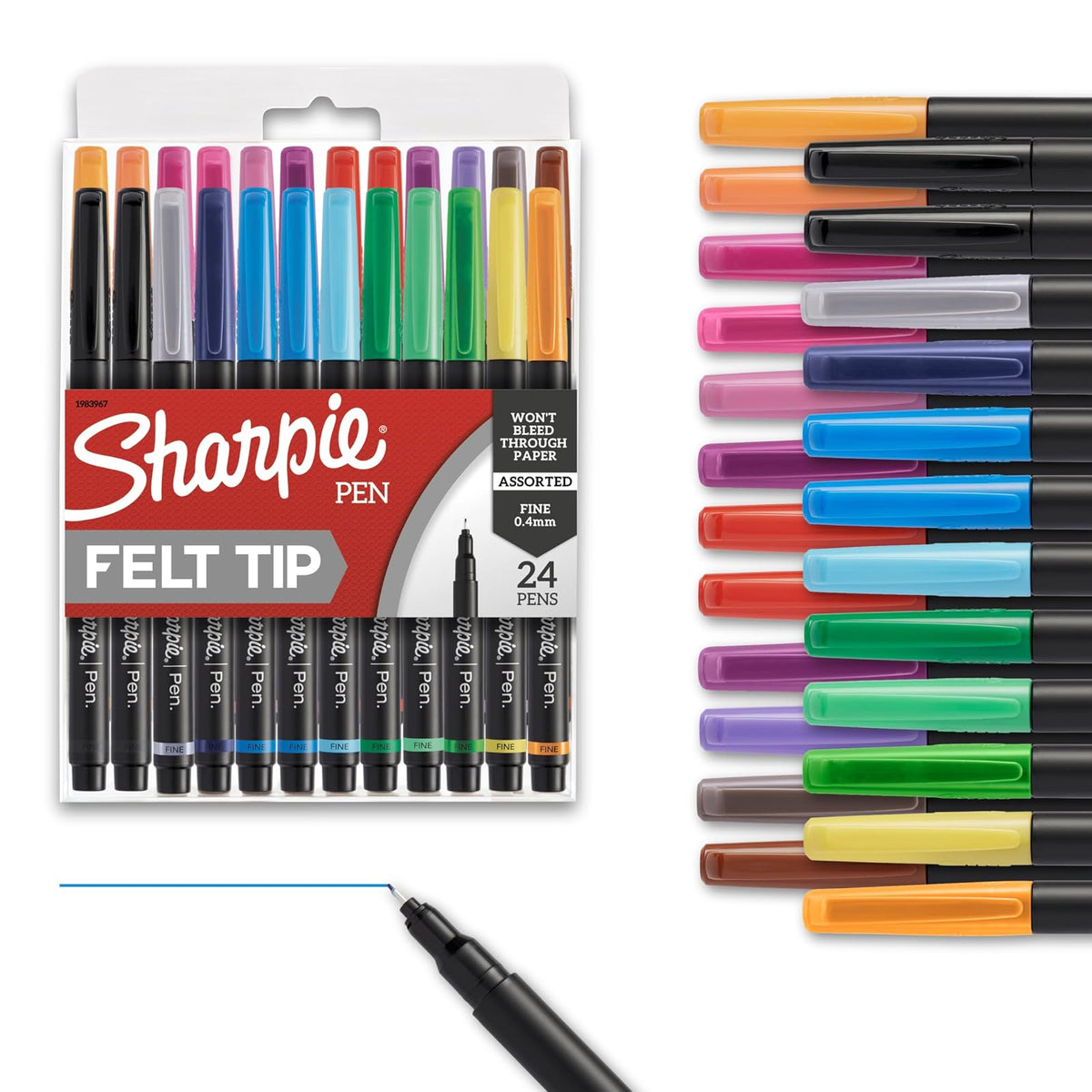Sharpie Art Pens, Fine Point, Assorted Colors, 24 Count (1983967)