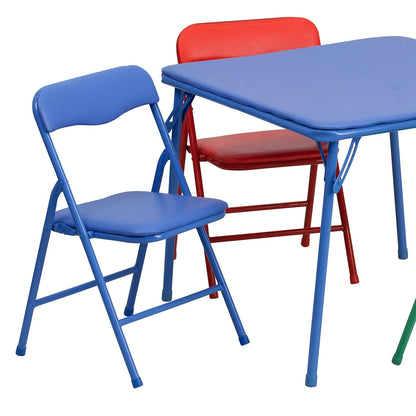Flash Furniture Set de Mesa Infantil Plegable y 4 Sillas Infantiles Plegables – Conjunto de Mesa con Sillas Multicolor