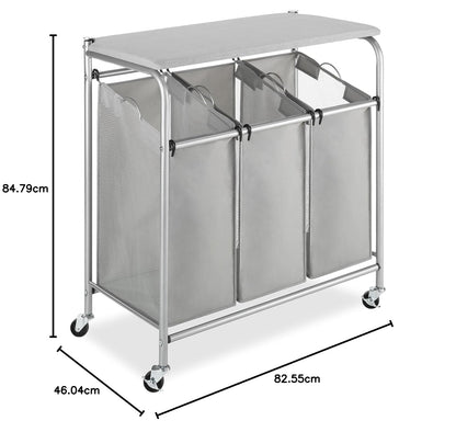 Whitmor Sorter Triple con mesa plegable, 18.13 x 32.5 x 33.38 inches